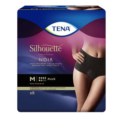 Echantillon Tena Silhouette Plus Noir taille haute (5,5 gouttes) M