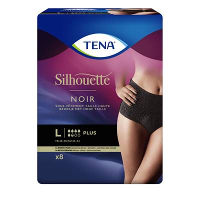 Echantillon Tena Silhouette Plus Noir taille haute (5,5 gouttes) L